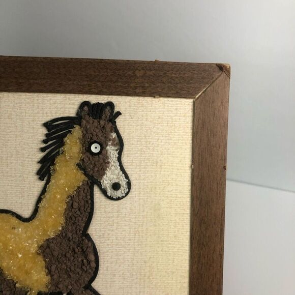 gravel pebble art picture horse and rabbit craft master mosette 7x9 inch 70s - Picture 5 of 7